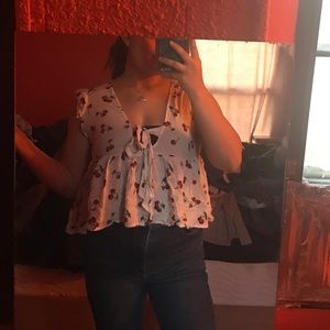 Cherry crop tie shirt